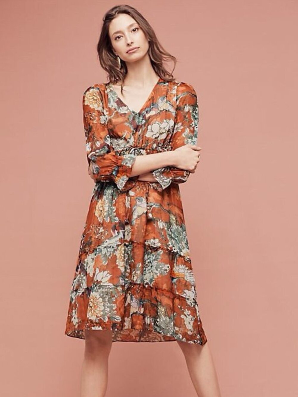 Hemant & Nandita Zeri Bird Floral Peasant Dress